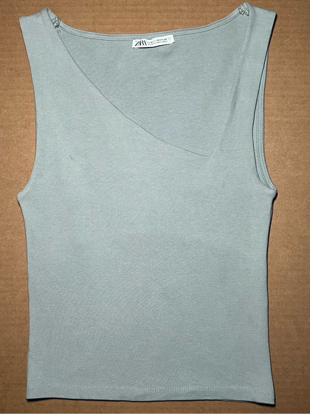 ZARA Light Gray Asymmetric Neck Tank Top